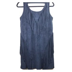 Fringe Dress | Ya Los Angeles | Black Faux Suede